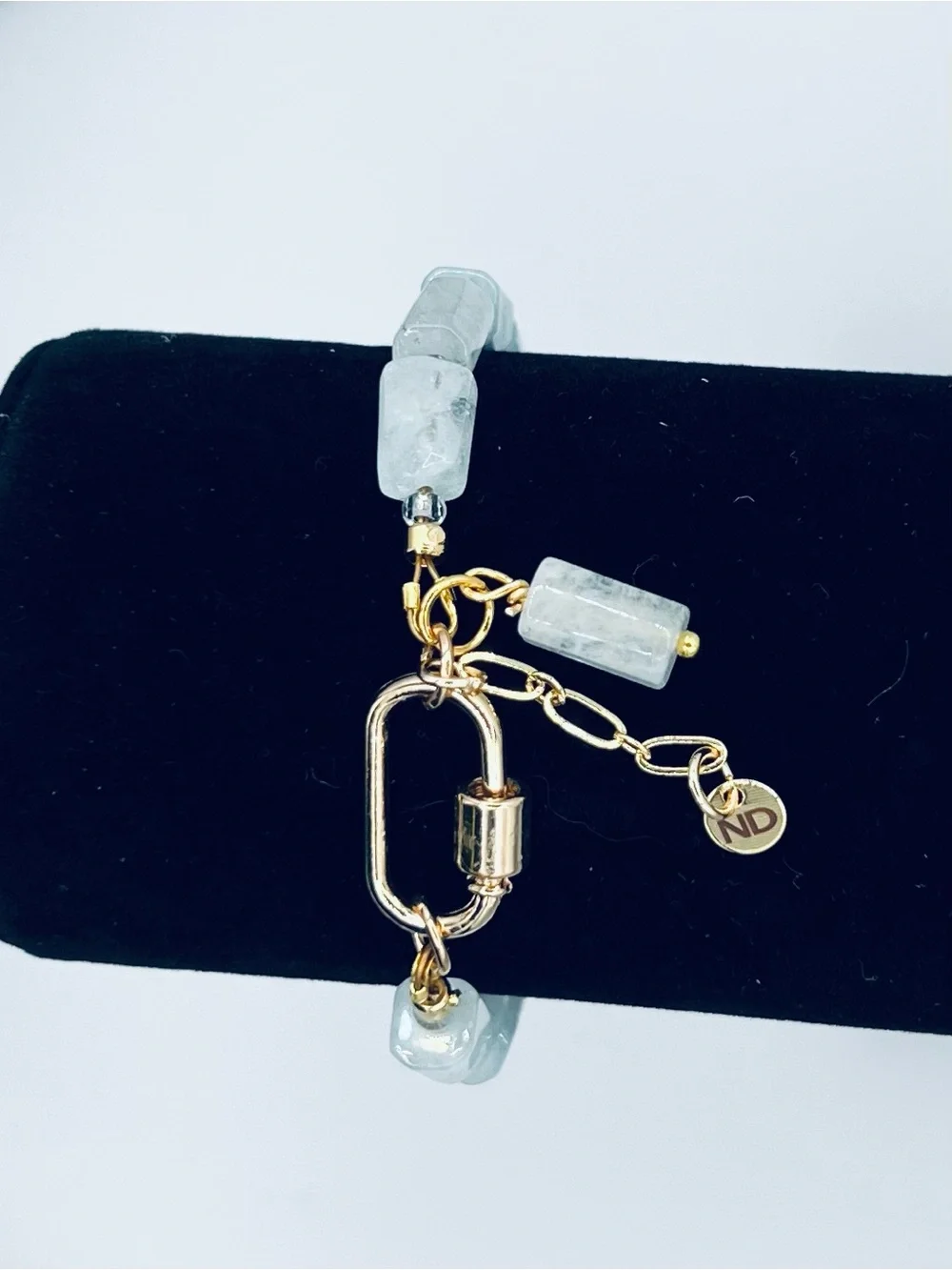 Natural Aquamarine Bracelet – Genuine Gemstone Beaded Bracelet with Gold Clasp